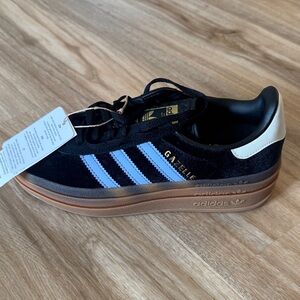 Adidas Gazelle Black and Light Blue Sneakers
